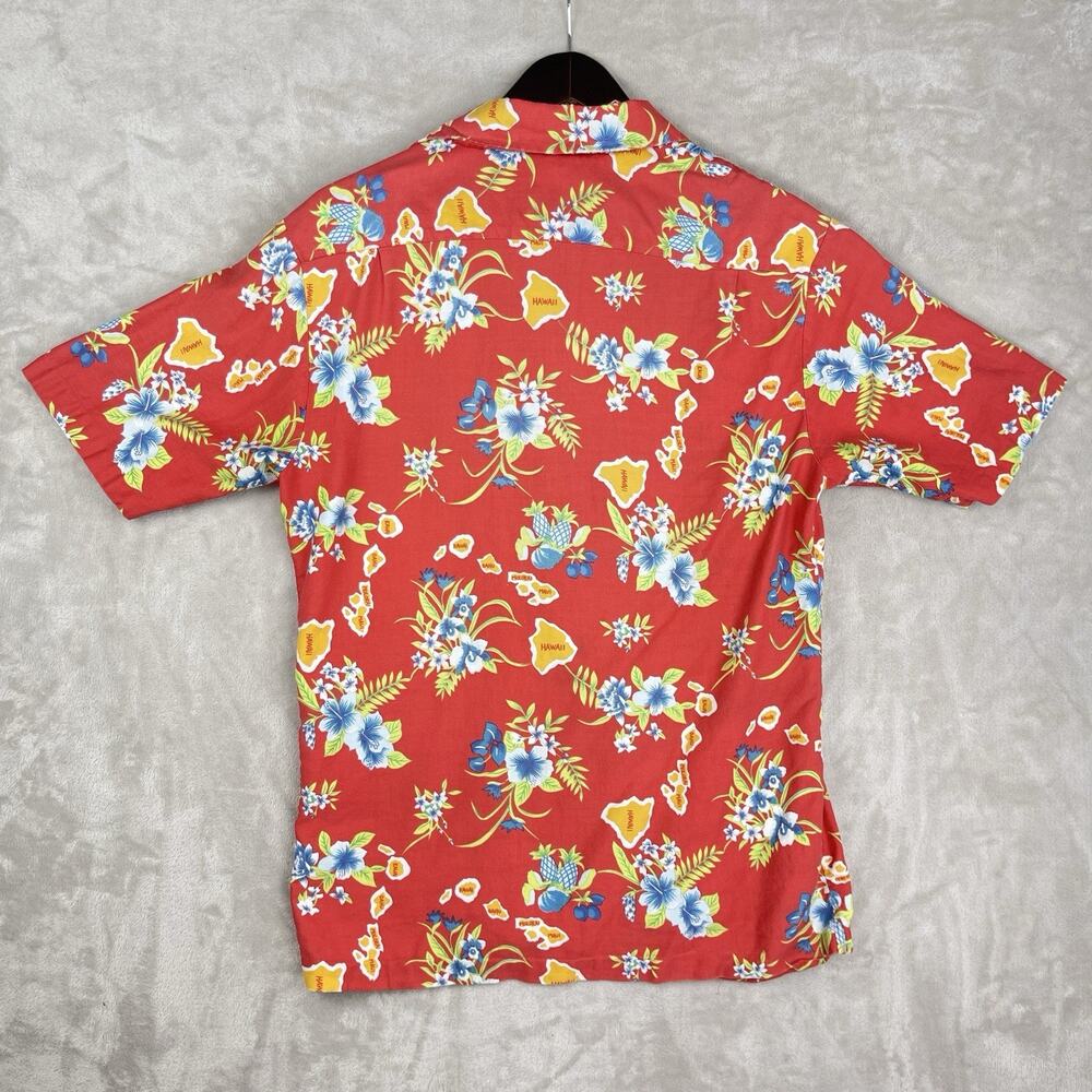Hilo Hattie Hawaiian Shirt Red Botanical Print Men's XL Resortwear *Flaw* - Picture 4 of 13